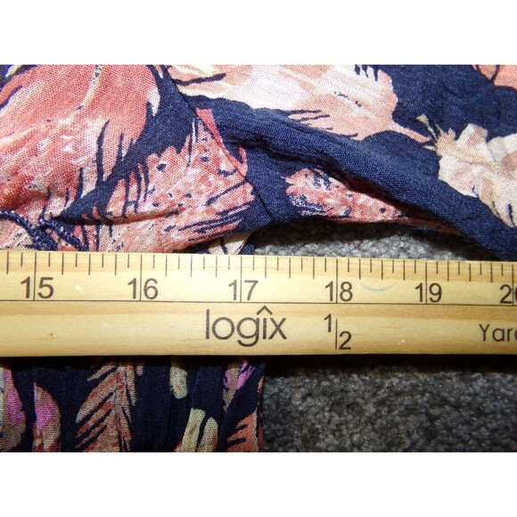 NWOT Agnes & Dora Sway top Feather Print Ruffle Tunic Small blue and pink - Picture 7 of 8